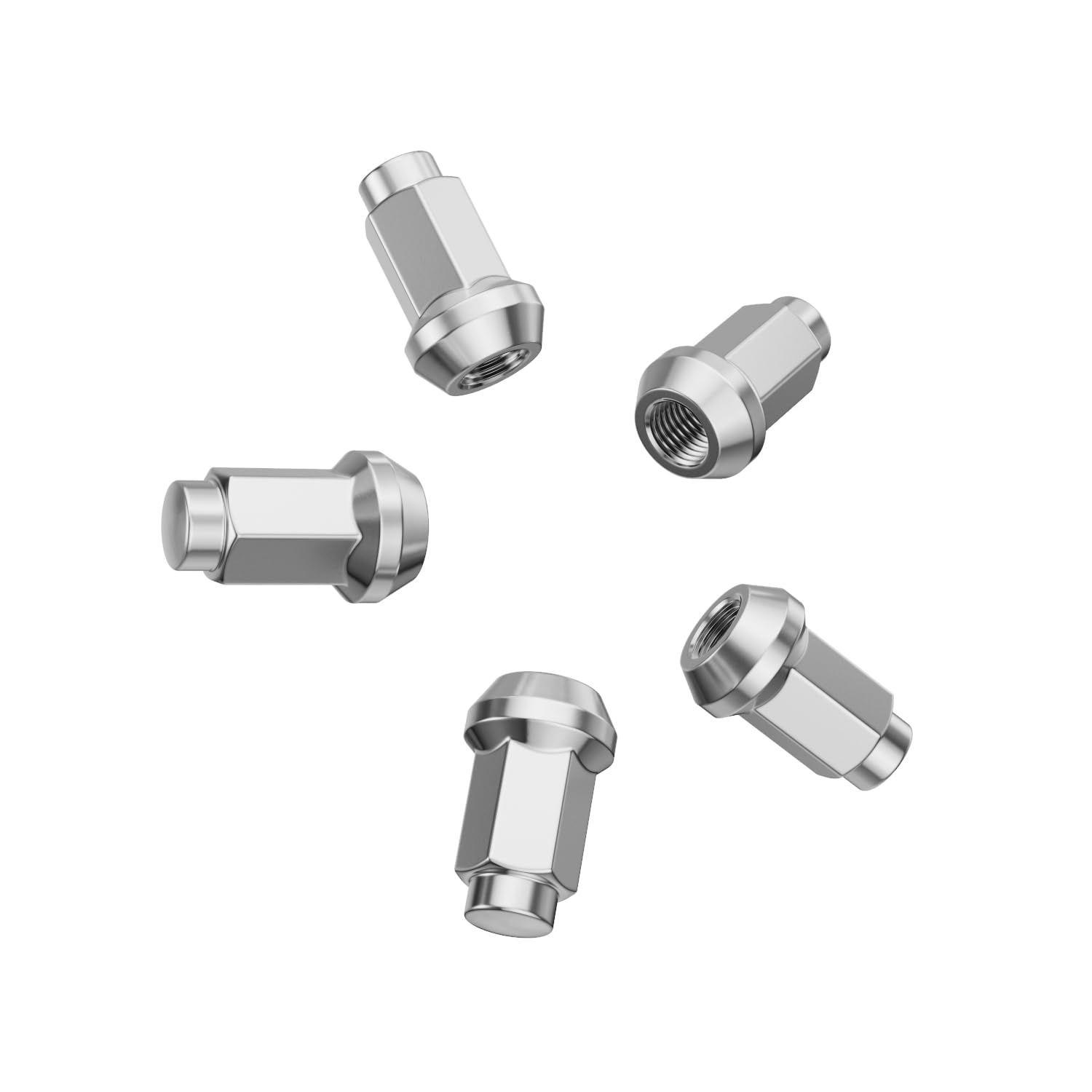 16pcs Bulge ATV Lug Nuts - 3/8x24 Thread Size - 1.4 inch Length - Closed End - Cone Acorn Taper Seat - 14mm Hex Head - Compatible with Many Polaris Sportsman RZR Ranger Kawasaki - Silver Chrome