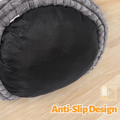XIAPIA Katzenbett Flauschig 58x20 cm, Plüsch Katzen Schlafplatz Weich und Warm für Katzen Kleine Hunde, Orthopädisches Kuschelbett mit Rutigfester Boden Grau