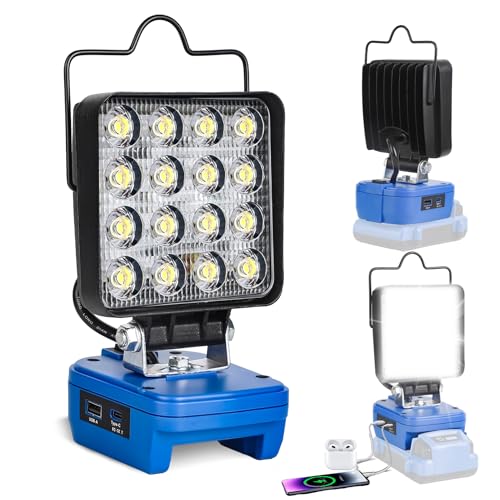 Image of Portable LED Work Light Compatible with Kobalt 24V Battery, 48W 4200LM Cordless Flood Lights with USB & Type-C, Low Voltage Protection, for Job Site Lighting, Camping Outdoor (No Battery)