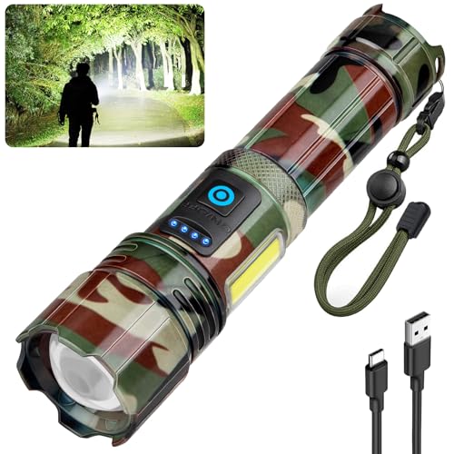 ZEUSFIRE Rechargeable Flashlights High Lumens, High Powered 3000 Lumens Super Bright Flash Light with 3 Modes & 4COB Light & Waterproof, Powerful Handheld LED Flashlight for Home Camping Hiking