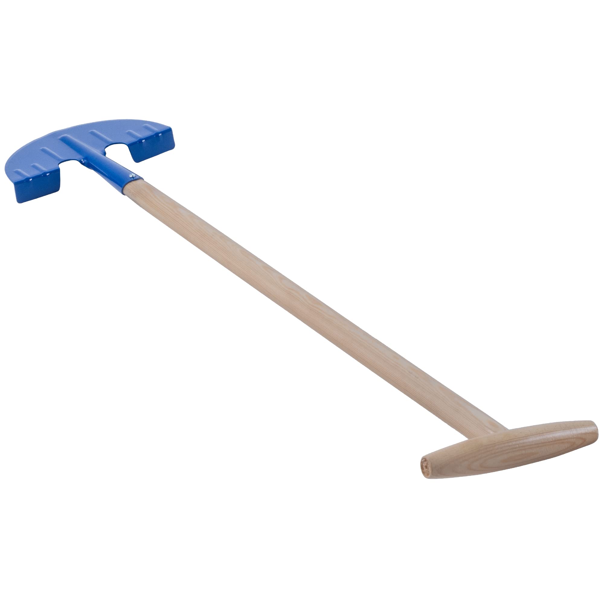 KADAX Coupe-Bordures en Acier avec Poignée en T pour Gazon, Couteau Efficace, Long Manche en Bois (Demi-Lune, Bleu)