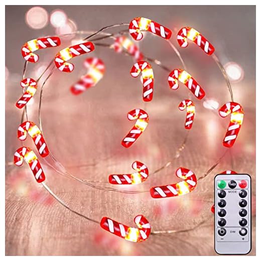 AMENON 26 Ft 80 Led Candy Cane String Lights Christmas Decor Battery Operated Fairy Lights Remote Control with Timer 8 Modes Holiday Xmas Decoration Indoor Outdoor Home Party Bedroom (Warm White)