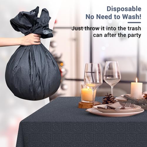 Image of Paper Table Cloths Disposable,Black,54''x108'',15 Pack | Paper Tablecloths for 3-9 Ft Rectangle Tables, Paper & Plastic Party Table Cover, For Birthday, Outdoor, Wedding, Banquet