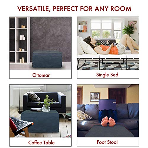 Space Saving Folding Ottoman Sleeper Guest Bed (2nd Generation) with Safe, Comfortable and Durable Updates, Gray