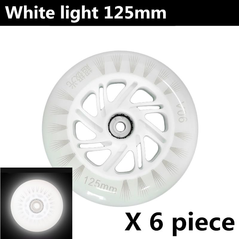Clignotant Quad Roller 90A 125mm * 24mm roues de patinage de vitesse en ligne haute luminosité Flash brillance colle pneu de patinage 125 roue de vitesse 6 pièces/ensemble Skate Wheels(Colorful Bearin