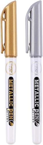 Miniatura 5 de W-LOVE Pluma de dibujo de resina epoxi dorada y plateada, marcador de punto de hoja, pintura acrílica, resaltes metálicos de silicona permanente,