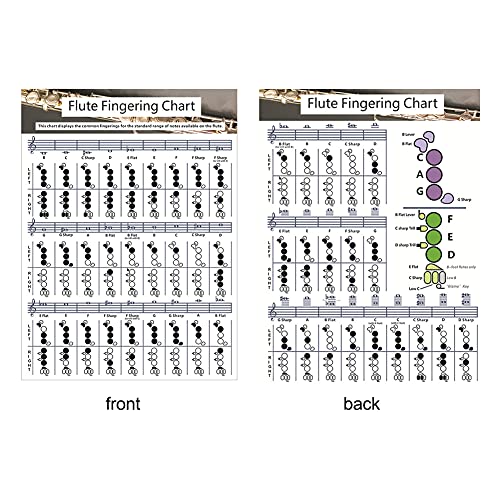 image for iayokocc Flute Fingering Chart,Portable Color-Coded Flute Chord Poster