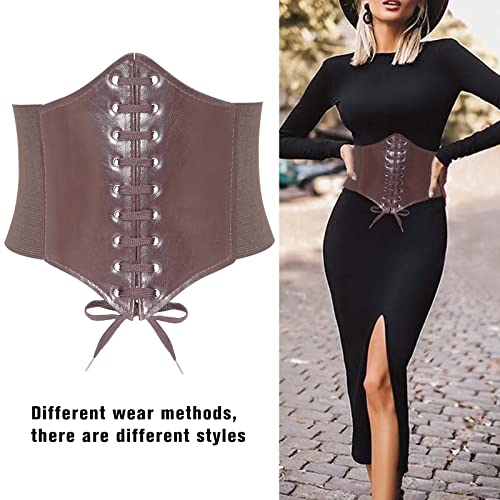 Corset Elastic Waist Belt for Women, Elastic Costume Cinch Waspie Corset Belt Bustiers Lace-up for Dress2
