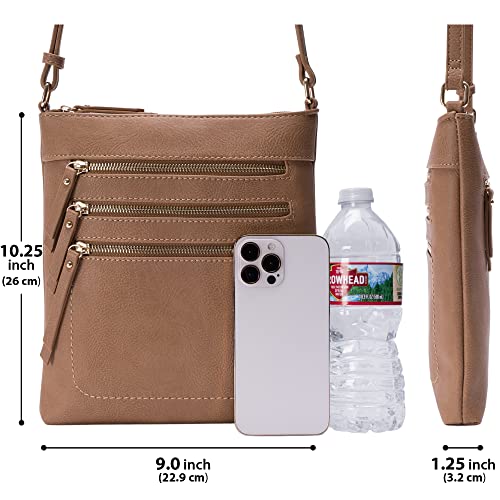 Image of Solene Crossbody Bag Functional Multi Pocket Messenger Purse Top Zip Closure Shoulder Handbag With Adjustable Strap