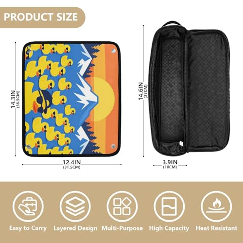 Estuche de viaje 2 en 1 para rizador con alfombrilla resistente al calor, organizador de herramientas para cabello de gran capacidad para planchas, rizadores, planchas alisadoras, con diseño divertido de pato para mujeres miniatura 4