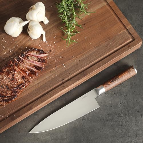 Image of Babish 8-Inch Chef Knife - High-Carbon 1.4116 German Steel Kitchen Knife with Dark Pakka Wood Handle, Full-Tang Razor Sharp Chef's Blade for Chopping, Slicing, Dicing & Everyday Prep