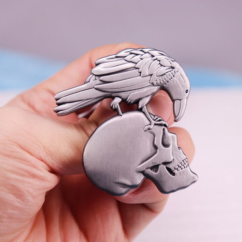 Image of Ximimark 2 pcs Crow Skull Alloy Brooch Gothic Enamel Pins Halloween Jewelry Gift