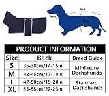 MOREZI Winterhundejacke mit wattiertem Flusenfutter, verstellbarem Klettknopf und hochklappbarem Stehkragen. Sehr gut geeignet für Dackel und kleine und mittelgroße Jagdhunde-Navy-L