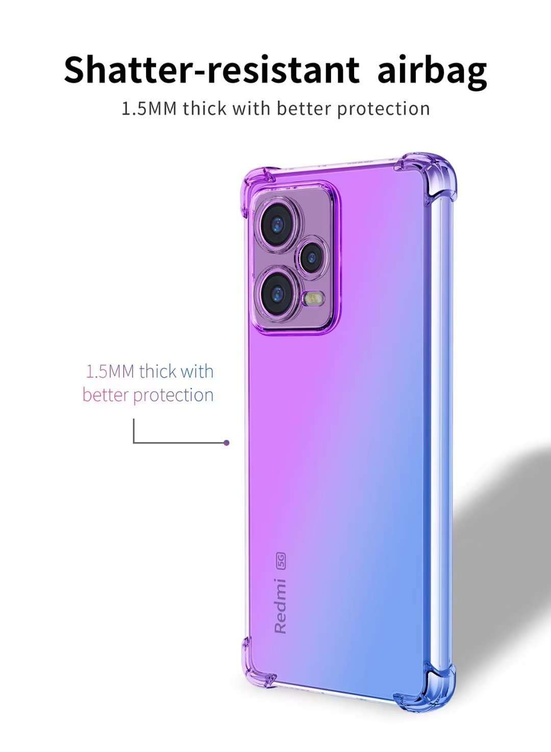 JIAFEI Cover per Xiaomi Redmi 12 4G Custodia Protettiva in TPU Morbida Ultrasottile Antiurto ad Angoli Protezione per Fotocamera Schermo Gradienti Trasparenti Rosa/Oro