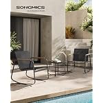 SONGMICS Gartenmöbel-Set, Balkonmöbel, 2 Schaukelstühle mit Tisch, Stahl, Terrassenmöbel, mit Armlehnen, atmungsaktives Kunstfasergewebe, Terrasse, Balkon, Garten, tintenschwarz GGF0027B01 – Bild 2