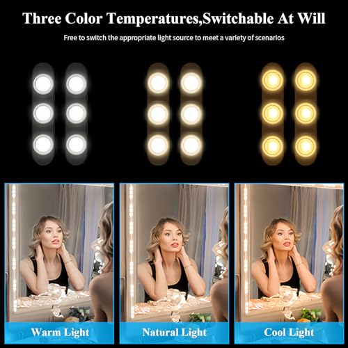 Litinliv 5M LED Vanity Mirror Light Kit, 60 Dimmable LEDs, 3 Colors Hollywood Style Dressing Table Strip, for Bathroom Makeup Vanity - Image 2