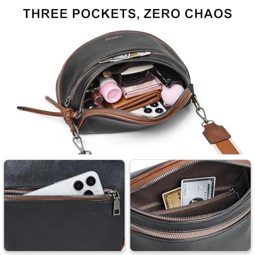 Image of Crossbody Sling Bags For Women Bum Purses Handbags Go Free Cross Body Fanny Packs For Woman Mon Shoulder Bag Gifts Black