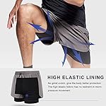 Surenow Mens 2 in 1 Running Shorts Quick Dry Athletic Shorts with Liner, Workout Shorts with Zip Pockets and Towel Loop - Image 5