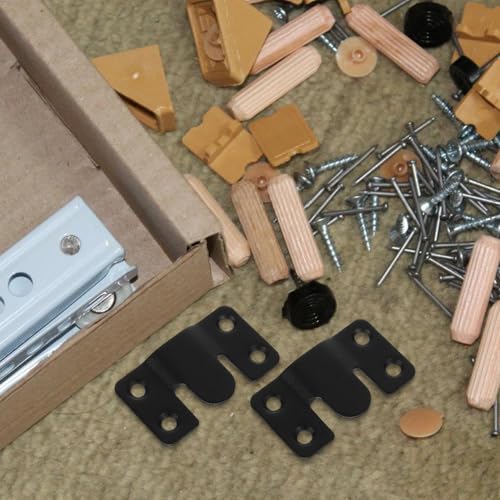 Image of TEHAUX Stainless Steel Interlocking Picture Frame Hanger Heavy Duty Flush Mount Brackets with Screws for Wall Art Display Reliable Furniture Connector for Headboards and Couches Black