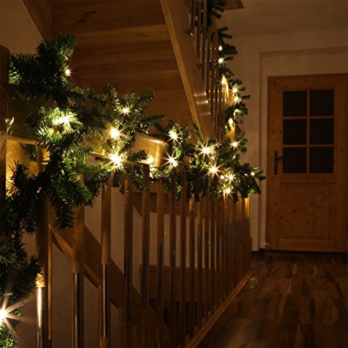 Preisvergleich Produktbild Große LED Tannengirlande mit Beleuchtung 10 Meter Girlande Weihnachten