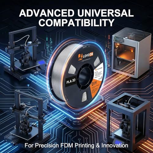 Image of LOVOON Silk PLA Filament 1.75mm Silver Grey 1KG, 3D Printer Filament Dimensional Accuracy + /- 0.02mm, 1kg Carboard Spool (2.2lbs) 3D Printing Filament Fits for Most FDM 3D Printers