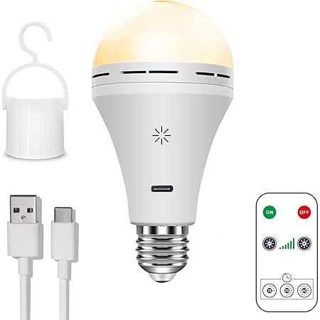 Ampoule Rechargeable USB-C E27 Avec Télécommande, Ampoule LED 9W