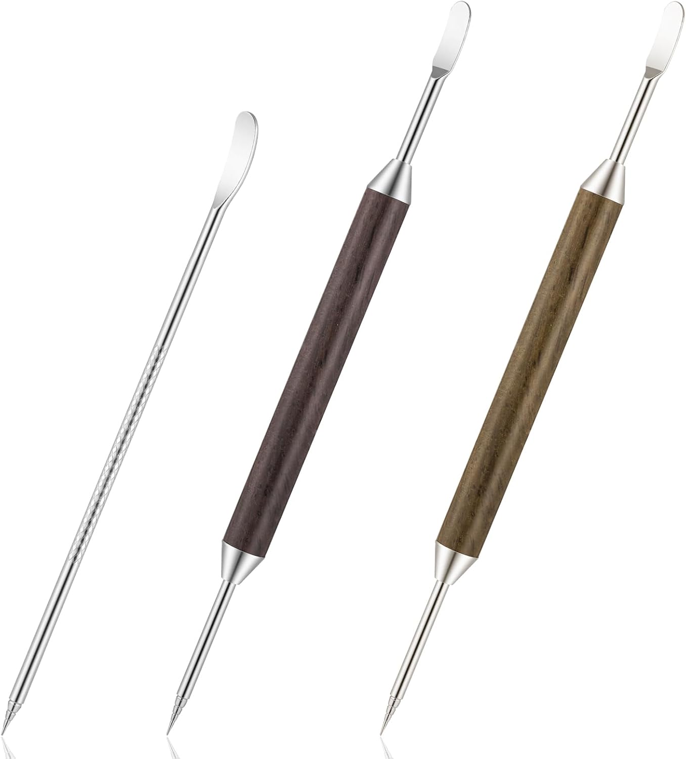 3 Pcs Latte Art Pen Set Stainless Steel Coffee Drawing Tool Wood Handle Espresso Accessories Dual-Ended Latte Art Tools Accessories for Creative Coffee Espresso Designs