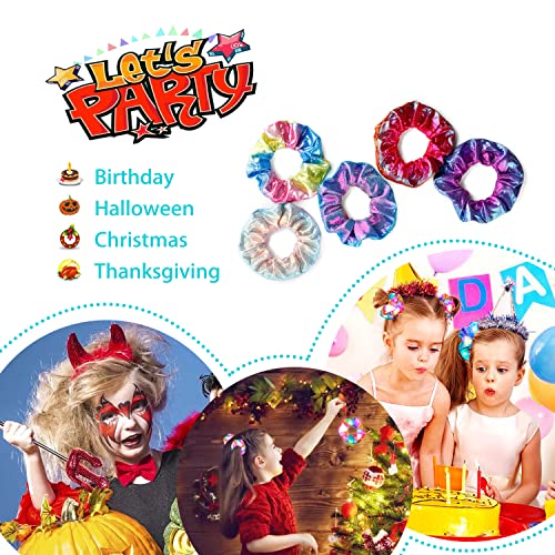 5Pcs Light Up Hair Scrunchies For Girls, Led Hair Tie Ponytail Holder, 3 Light Modes Elastic Hair Accessories For Women Daughter Halloween Christmas Party Birthday Gift，Glow In The Dark Party Supplies #TOP5