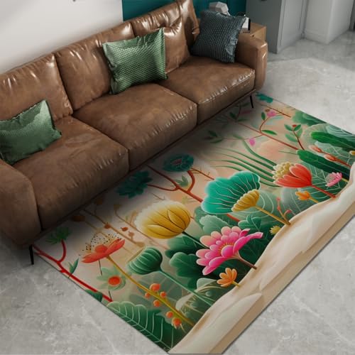 Tapis forêt nature rectangulaire grand format pour grand salon