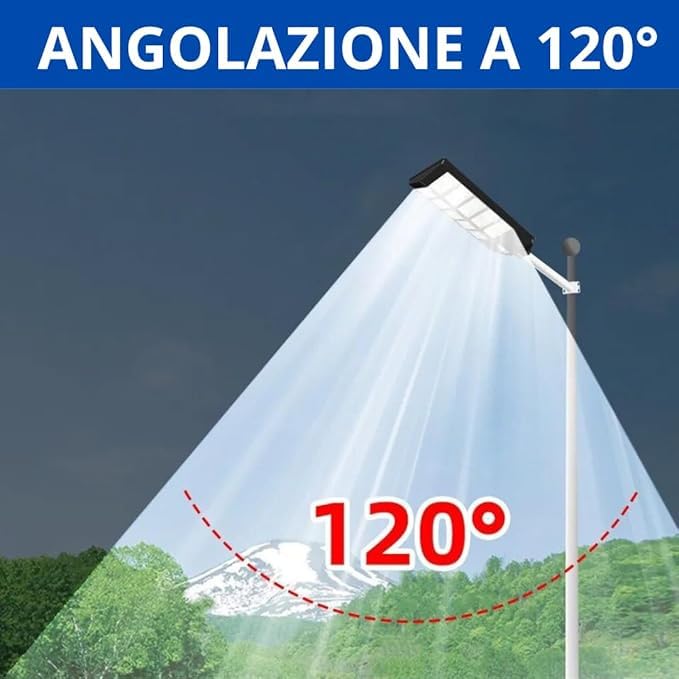 Lampione Solare LED 800W da Esterno con Telecomando e Sensore di Movimento – Impermeabile IP65, 672 LED Ultra Luminosi, Pannello Solare Alta Efficienza per Giardino o Cortile
