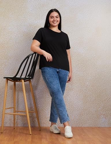 Image of Amazon Brand - Symbol Women's Loose Flared Jeans | Mid Rise | Cotton Blend Stretch | 5-Pocket (Available in Plus Sizes)