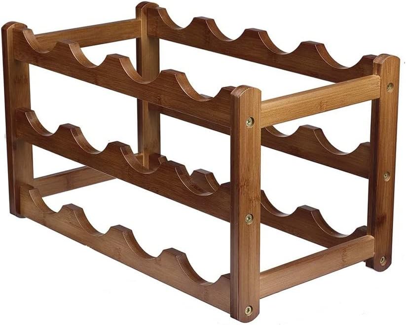 Wooden Wine Rack Cabinet Holder Shelf Free Standing Holders Barware Storage Wine Racks Home Kitchen Bar (Color : Rosso, Size : Argento) (Rosso Argento)