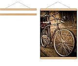 Cadre Photo Magnétique en Bois 40 cm - Suspendu Porte Affiche Bricolage pour accroche tableau et des diplômes de toute longueur - aucun assemblage requis, facile à suspendre, couleur naturelle