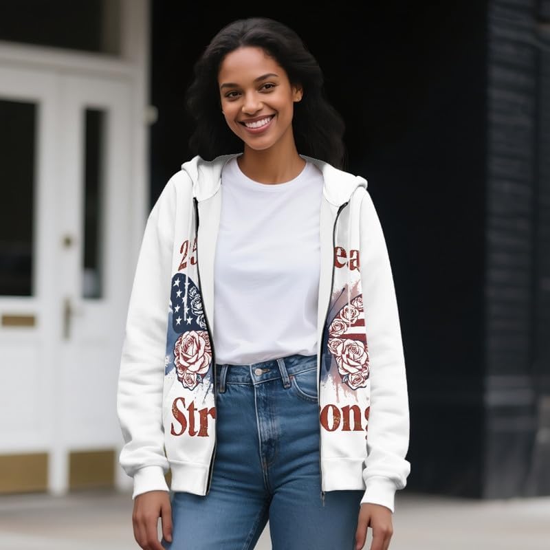 Irisjudy Womens Zip-up Hoodie with Kanga Pocket(XS-5XL),Cactus,Sunflowers,Butterfly Long Sleeve Sport Shirts Shell Jackets - Image 3