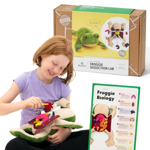 Image of KiwiCo Froggie Lab Dissection Plush Toy | 5-Piece Organ Anatomy Learning Activity | Interactive Biology STEM Stuffed Animal for Kids Ages 3+ - Art & Science Gift