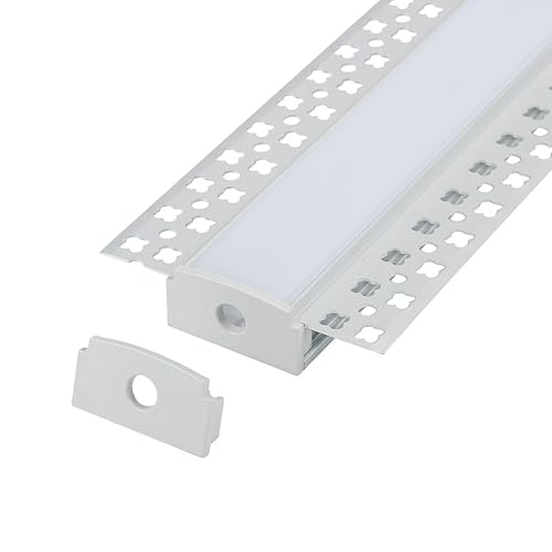 Miniatura 7 de StarlandLed Paquete de 16 canales de aluminio LED de yeso de 3.3 pies con brida para tira LED, perfil de aluminio para paneles de yeso con difusor