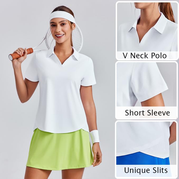 Image of PINSPARK Womens Golf Shirt Short Sleeve Polos UPF 50+ Collared Tennis Tops