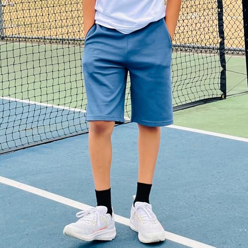 BIG ELEPHANT Kids Casual Shorts with Zipper Pockets and Drawsting, Youth Boys Athletic Shorts for Running Playing2