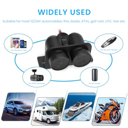 Image of STHIRA 2 in 1 Car Cigarette Lighter Socket with Caps Dual Socket Car Cigarette Lighter Splitter Universal 12V /24V Cigarette Lighter Splitter Modification Cigarette Lighter for Car