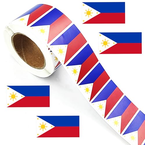 CupaPlay 500 PCS Philippines Filipino Flag Stickers Carnival Birthday Theme National Day of Party Favors Containers Letter DIY Labels Decals Sticker