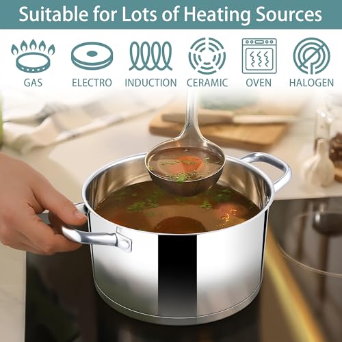 Herogo 4.5L Stock Pot, Stainless Steel Soup Pot with Clear Visible Lid, 22cm Induction Stockpot for Soup, Tri-Ply Bottom for All Stoves, Heavy Duty For Stewing/Cooking, U-shaped Handle, Silver - Image 5
