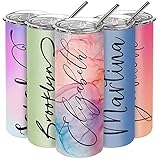 Single, Personalized Women Gifts, Personalized Skinny Tumbler 20oz w/Straw, Gift for Her | 12 Fonts, 30 Colors | Custom Tumbler with Name, Insulated Skinny Tumbler