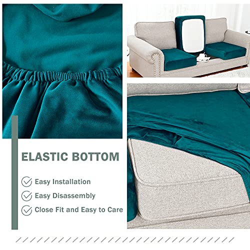 Rosnek Sofa Cushion Covers, Stretch Velvet Sofa Seat Cover for 2 Seater - Image 4
