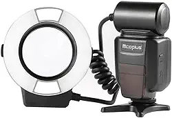 Mcoplus 14EXT-C 5500K Macro TTL Ring Flash Lite com lâmpada LED AF Assist para câmeras Canon E-TTL/760D 750D 550D 650D 450D 700D 600D 60D 70D 50D 40D 7D 6D 5D Mark II III