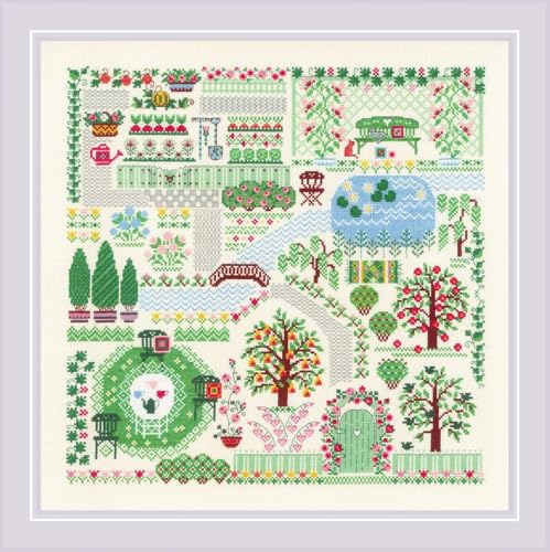 Image of RIOLIS - My Garden 2047, Cross Stitch Kits 13 inch x 13 inch, Cross Stitch Kits for Beginners & Advanced, Crossstitching Kit Adult, Embroidery Counted Stitching Kit