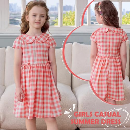 Little Bitty Girls Gingham Dress Sleeveless Checkered Peter Pan Collar Swing Kids Plaid Summer Sundress Party 2-7 Years3