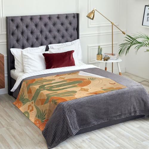 Couverture en fourrure cactus style bohème chic 152cm - 3