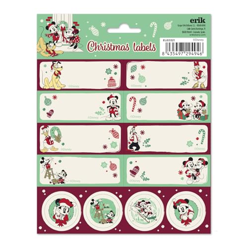 Grupo Erik Etiquetas adesivas Disney Mickey Mouse - etiquetas de presente de Natal - autocolantes Disney / 24 etiquetas de Natal - etiquetas de presente - autocolantes de natal presentes