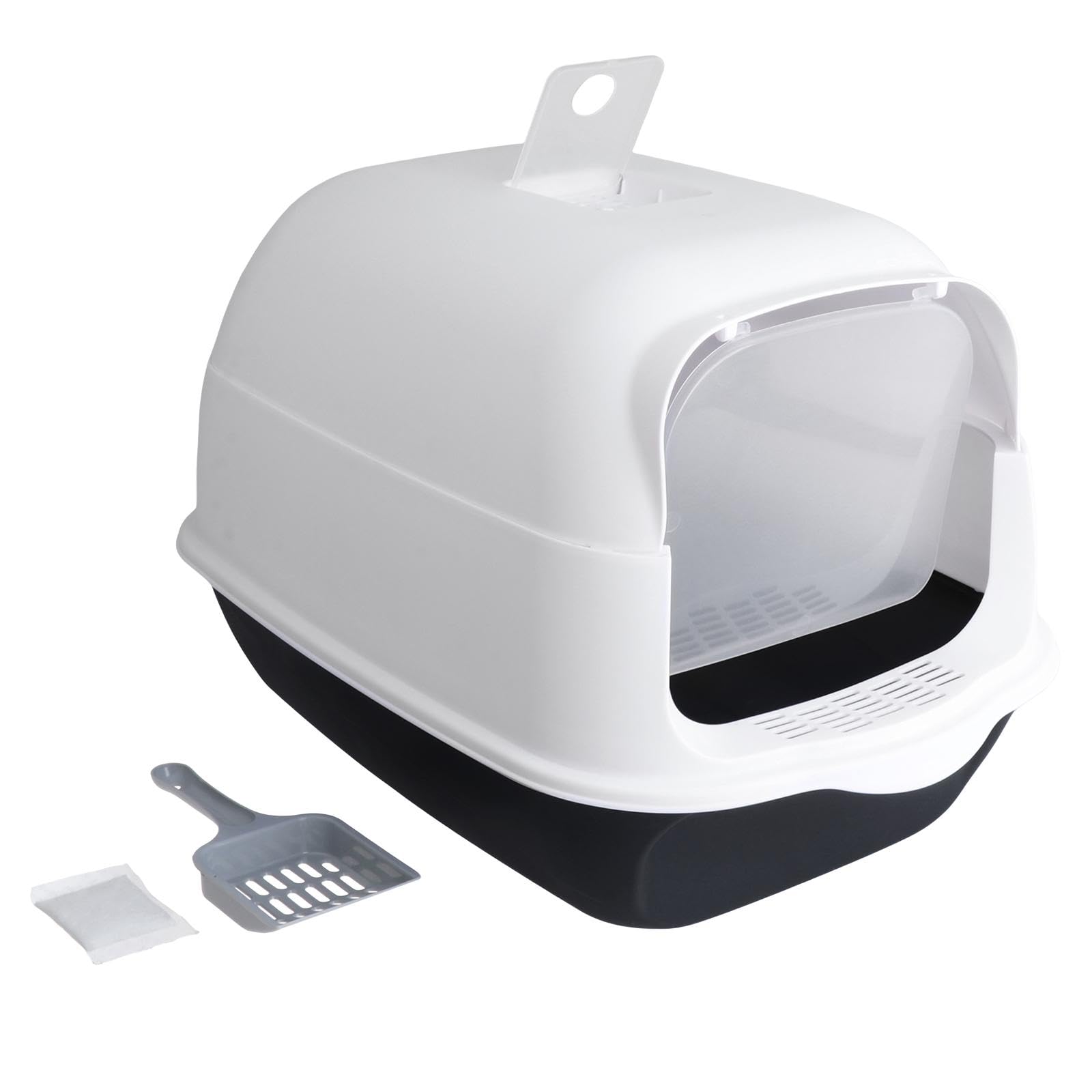 Litière pour chat bac fermé noir avec porte et plateau amovible