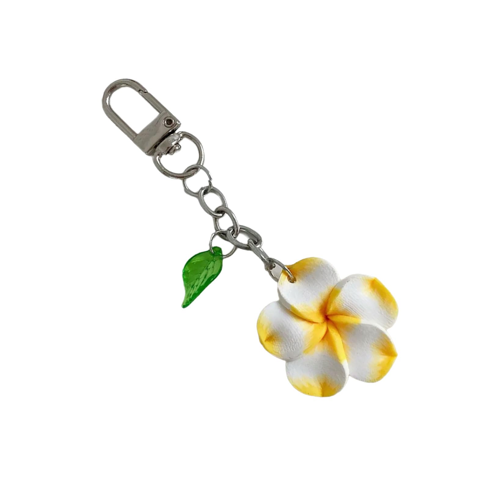 Baodss Sweet Frangipani Floral Pendant Keychain Cheerful Sunflowers Rings Bag Decoration For Women Girls Friend